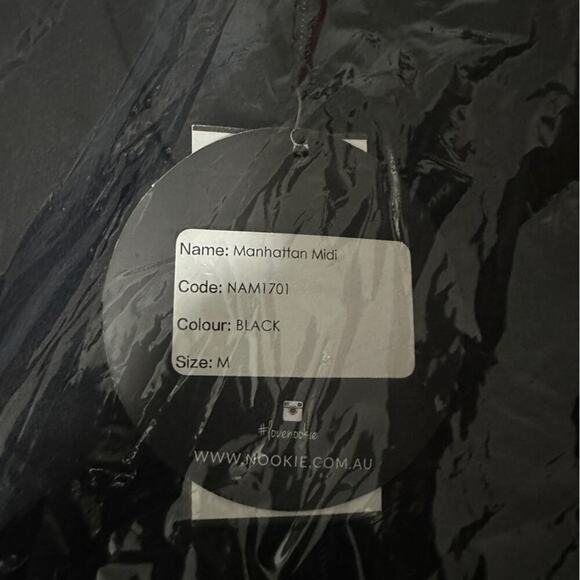 Nookie Manhattan Cutout Chest High Neck Bodycon Midi Dress in Black Sz M NEW - Picture 6 of 7